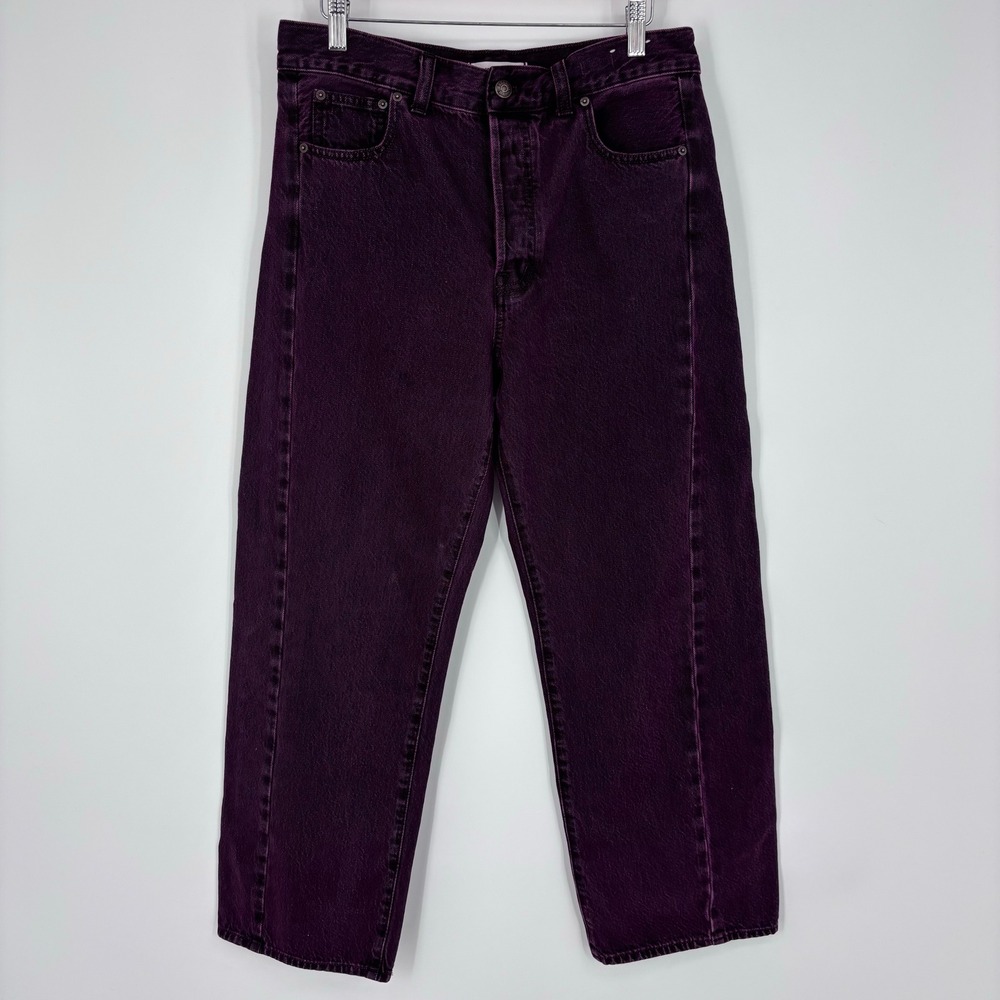 Madewell Pieced Barrel-Leg Jeans Women 27 Purple High Rise Ankle Garment Dyed